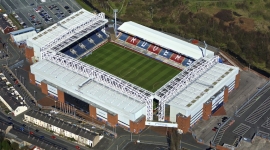 Aerial view of Ewood Park, home of Blackburn Rovers FC